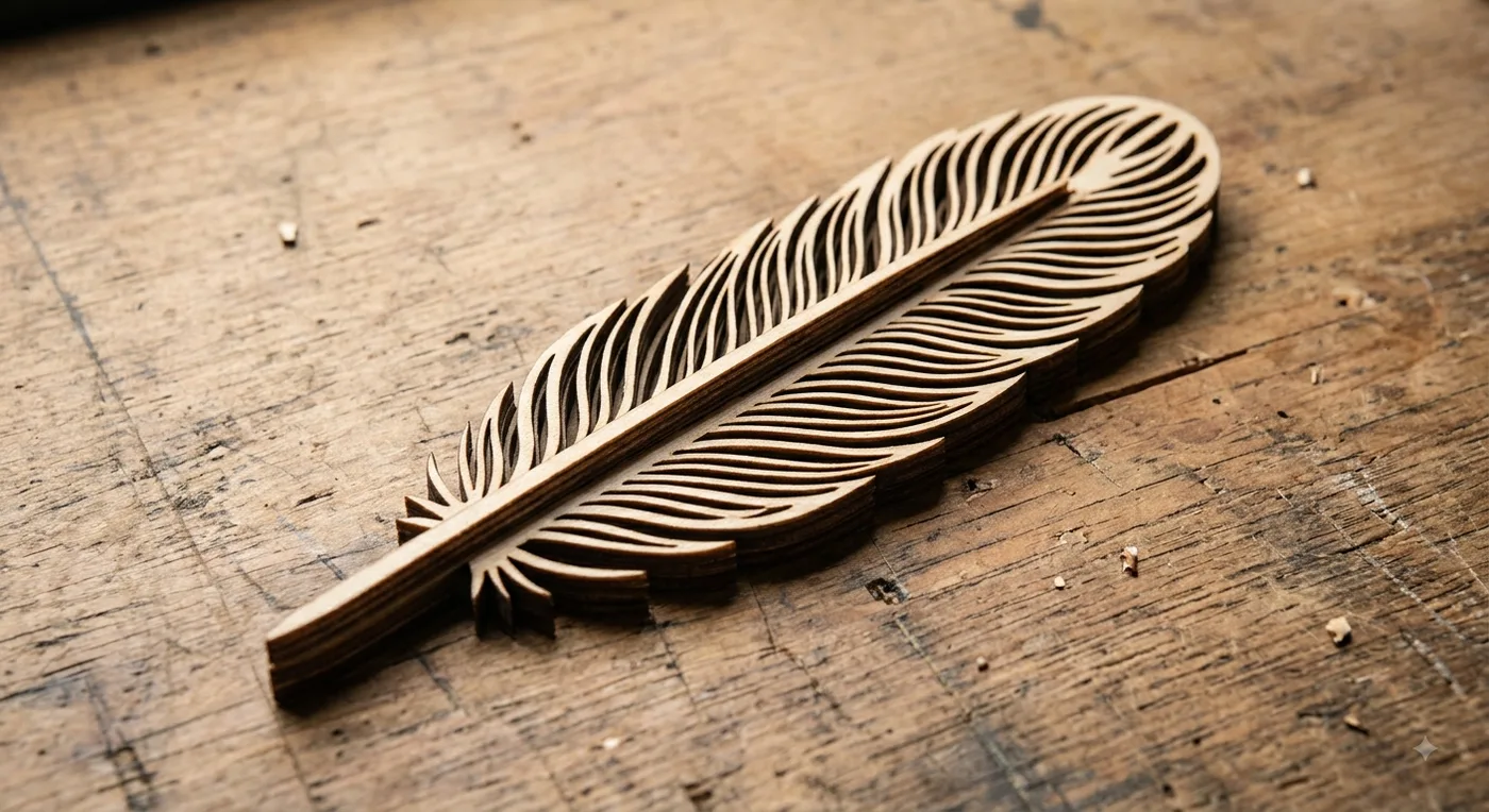 Laser-cut wood sheet material